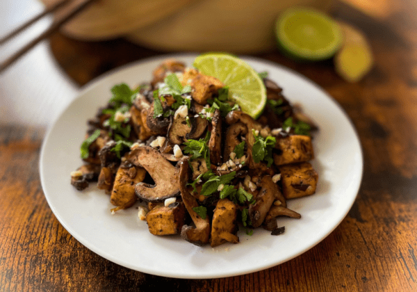 Tempeh-with-shiitake-mushrooms-in-miso-sauce