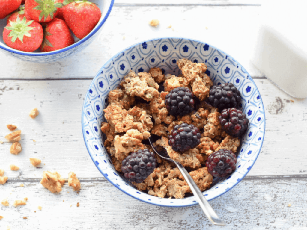 Nut butter granola with coconut and seeds