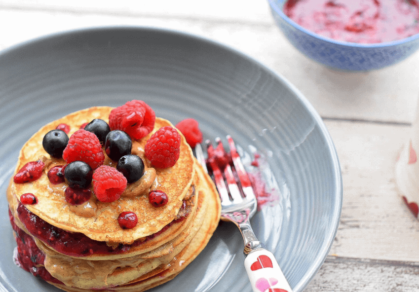 Buckwheat Pancakes with Berries & Nut Butter