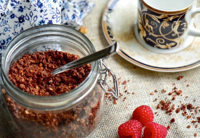 chocolate granola with almonds